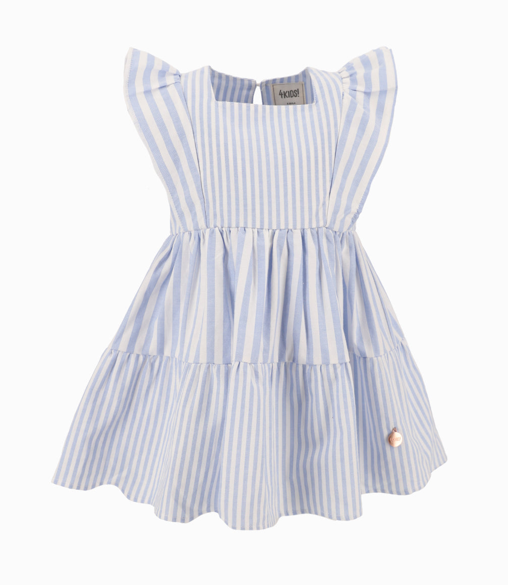 Vestido Bebé Niña Con Lineas Celeste
