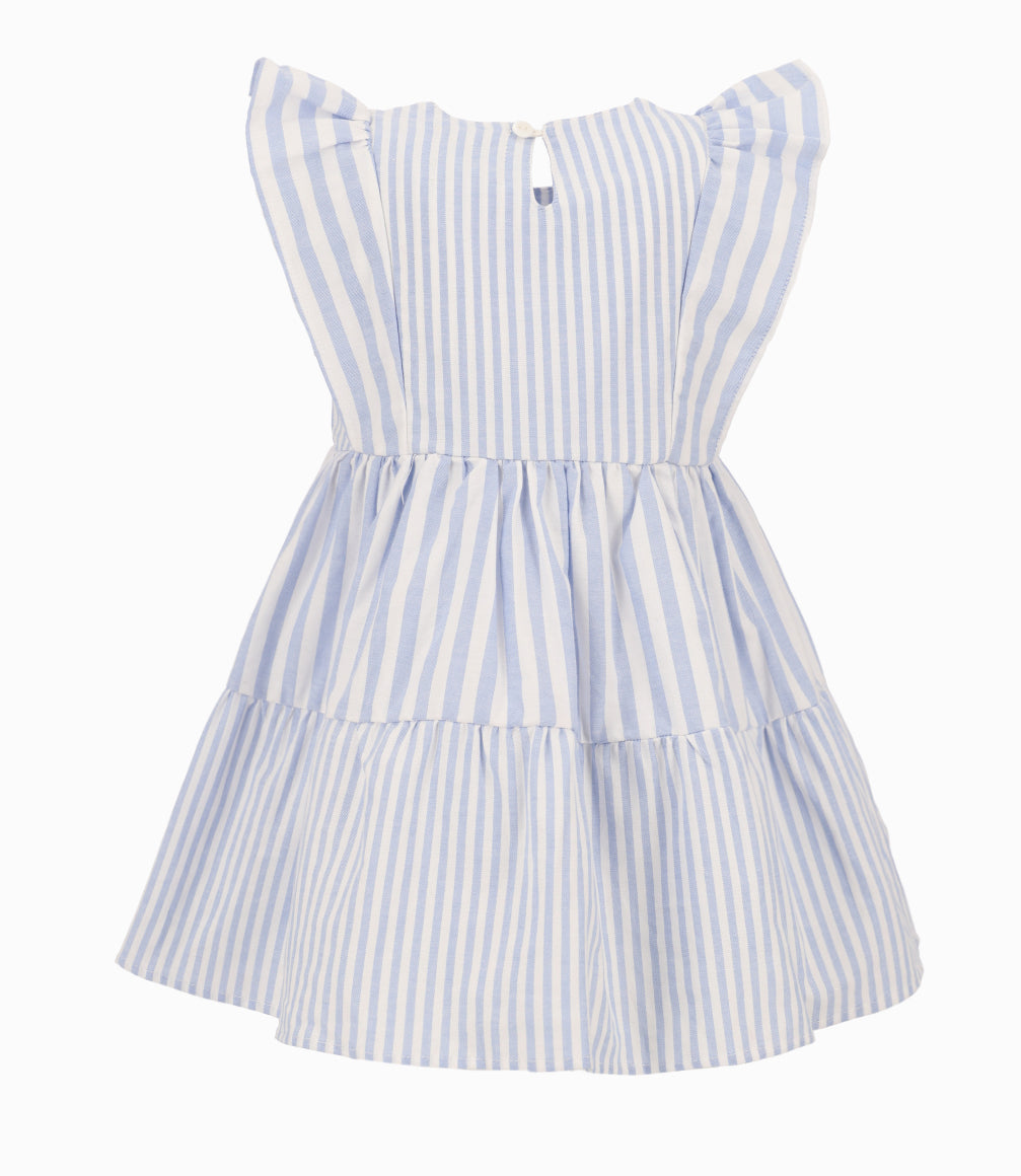 Vestido Bebé Niña Con Lineas Celeste
