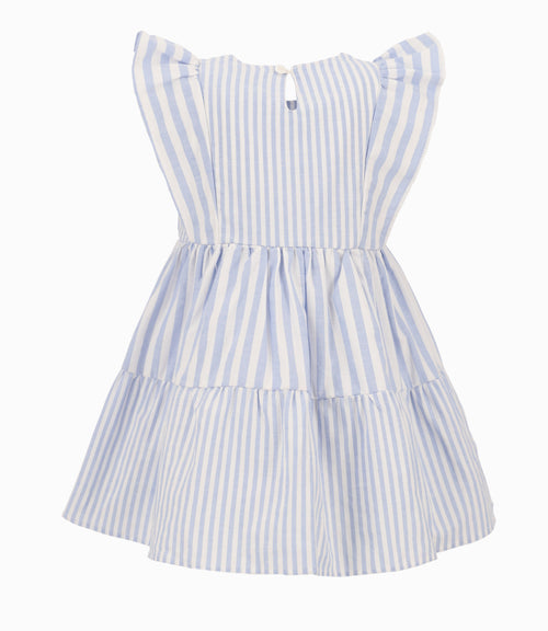 Vestido Bebé Niña Con Lineas Celeste