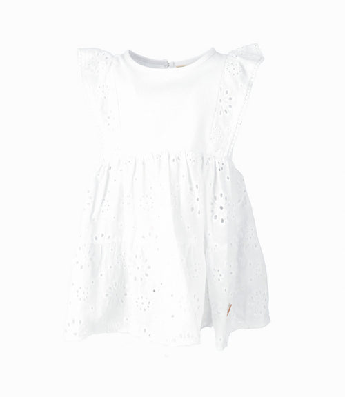 Vestido bebé niña con vuelos 6 meses / Blanco