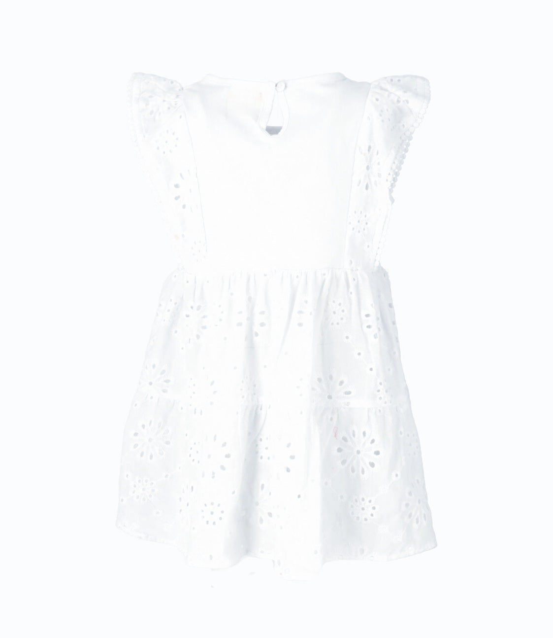 Vestido bebé niña con vuelos 6 meses / Blanco