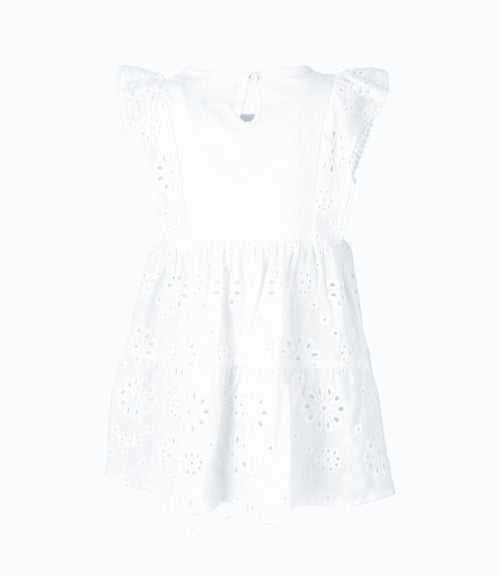 Vestido bebé niña con vuelos 6 meses / Blanco