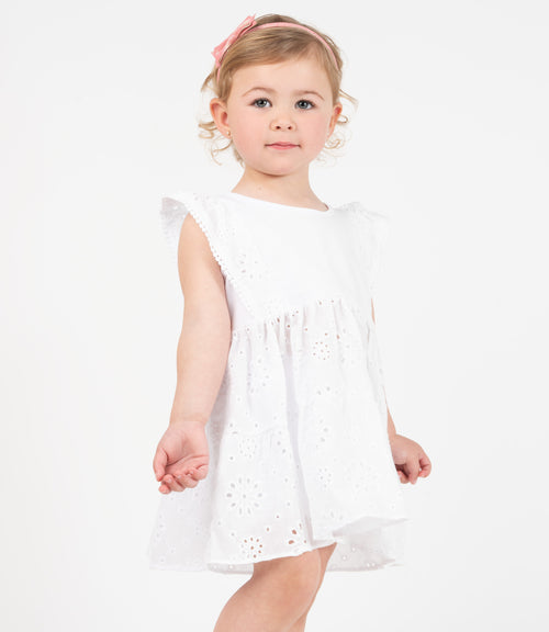 Vestido bebé niña con vuelos 6 meses / Blanco