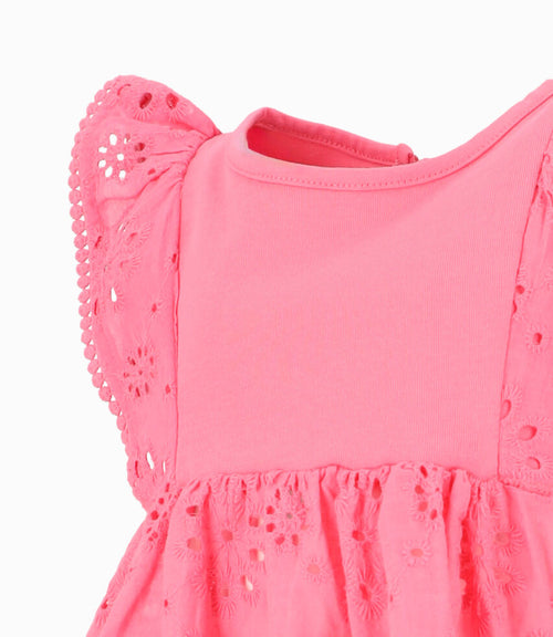 Vestido bebé niña con vuelos 6 meses / Rosado