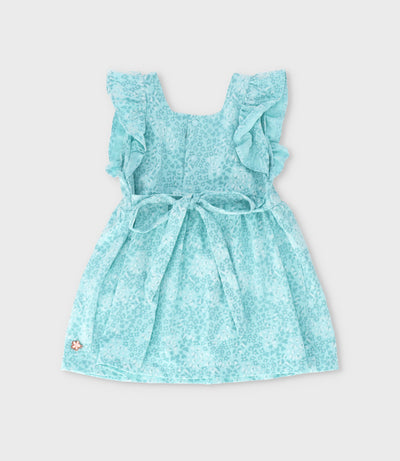 Vestido bebé niña con vuelos 6 meses / Menta