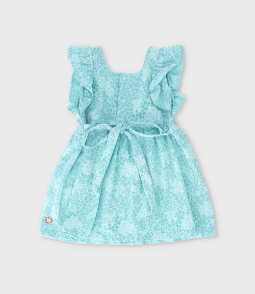 Vestido bebé niña con vuelos 6 meses / Menta