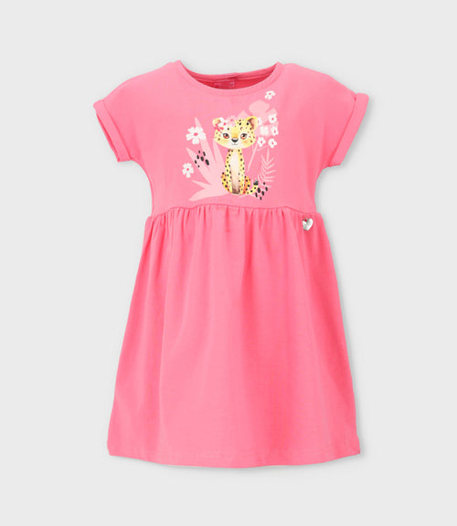 Vestido bebé niña con leopardo 6 meses / Fucsia