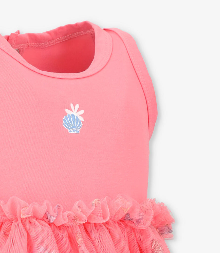 Vestido bebé niña con tul 6 meses / Coral