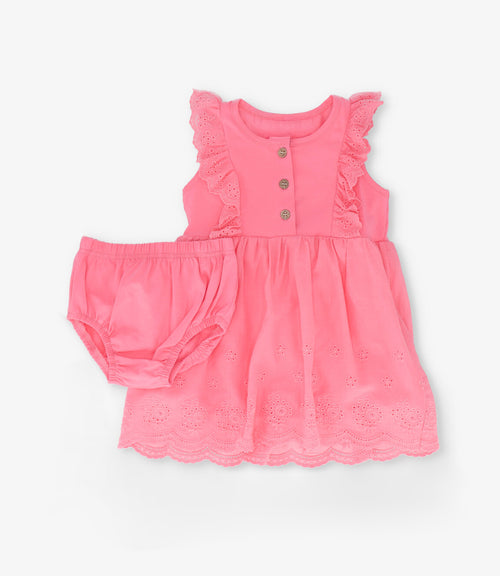 Vestido bebé niña con vuelos 6 meses / Coral