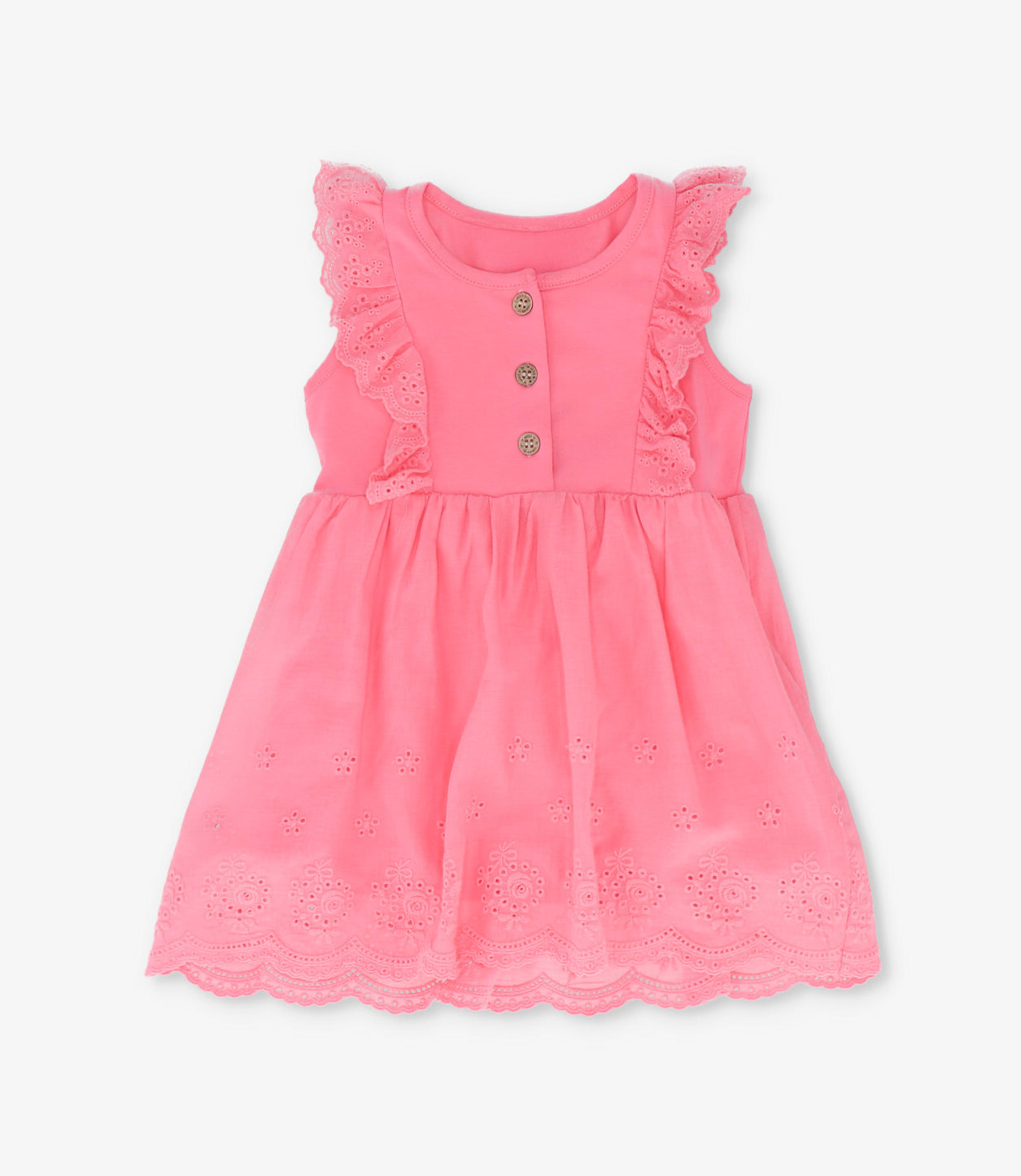 Vestido bebé niña con vuelos 6 meses / Coral