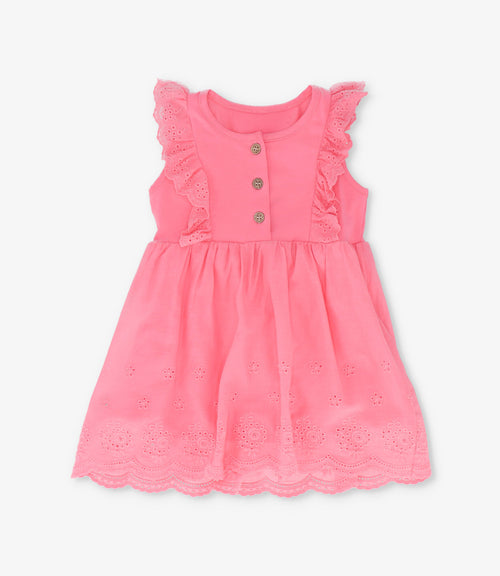 Vestido bebé niña con vuelos 6 meses / Coral