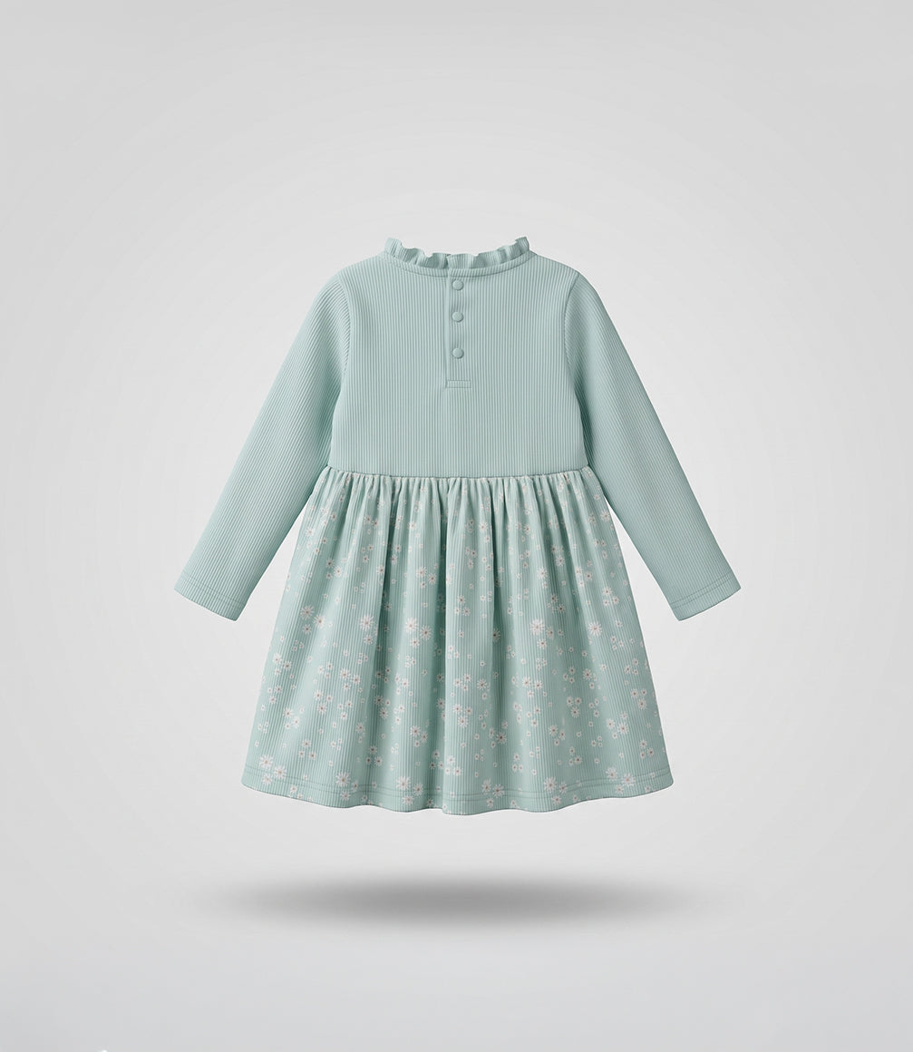 Vestido bebé niña con flores 6 meses / Menta