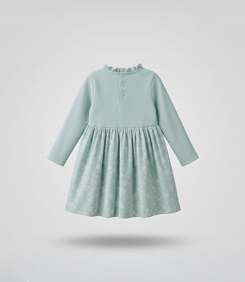Vestido bebé niña con flores 6 meses / Menta