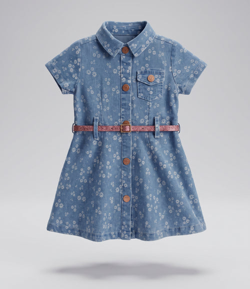 Vestido bebé niña denim 6 meses / Celeste