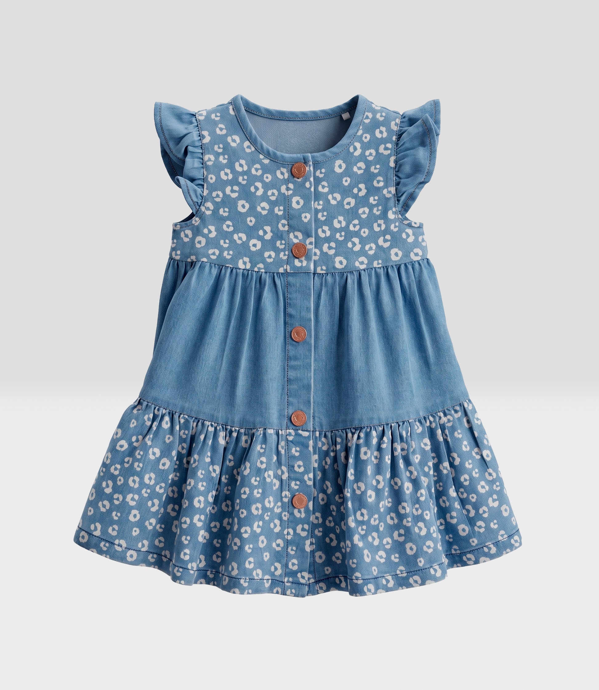 Vestido bebé niña con vuelos 6 meses / Celeste