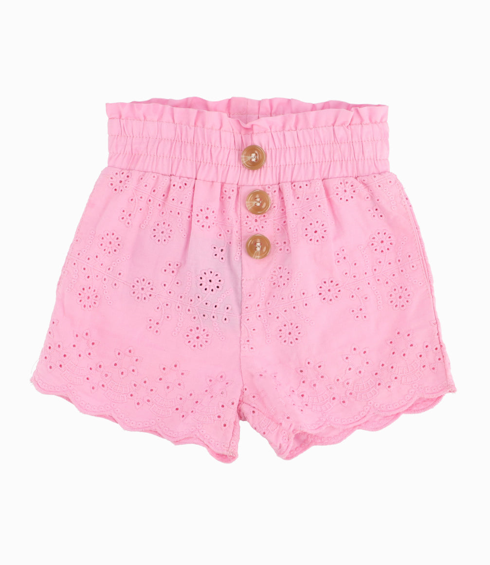 Short Bebé Niña Flores Bordadas Rosado 6 meses / Rosado