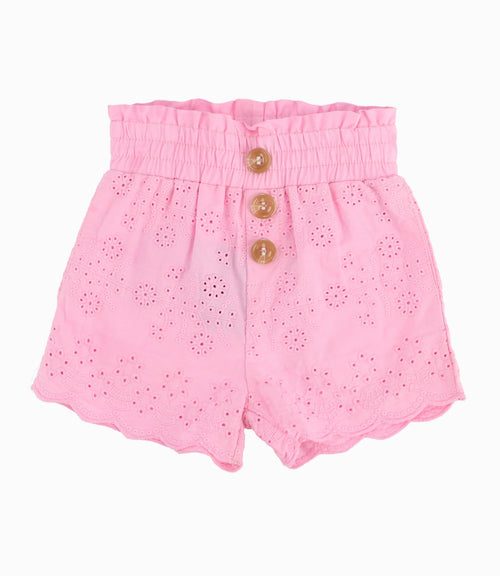 Short Bebé Niña Flores Bordadas Rosado 6 meses / Rosado