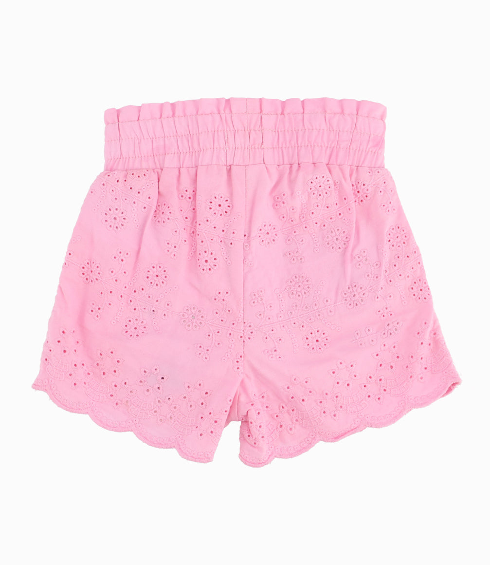 Short Bebé Niña Flores Bordadas Rosado 6 meses / Rosado