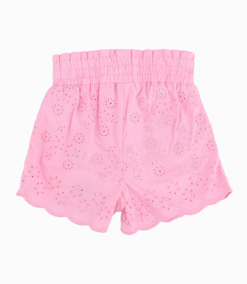 Short Bebé Niña Flores Bordadas Rosado 6 meses / Rosado
