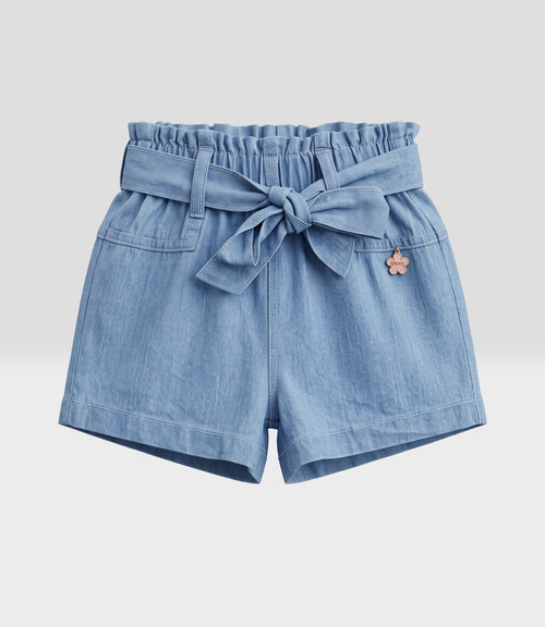 Short bebé niña con lazo 6 meses / Celeste