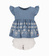 Conjunto Bebé Niña Con Vuelos Denim