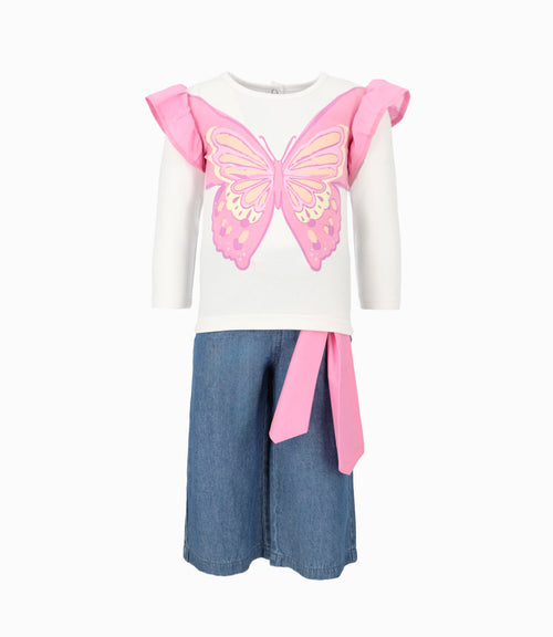 Conjunto bebé niña mariposa de polera y pantalón