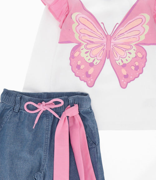 Conjunto bebé niña mariposa de polera y pantalón