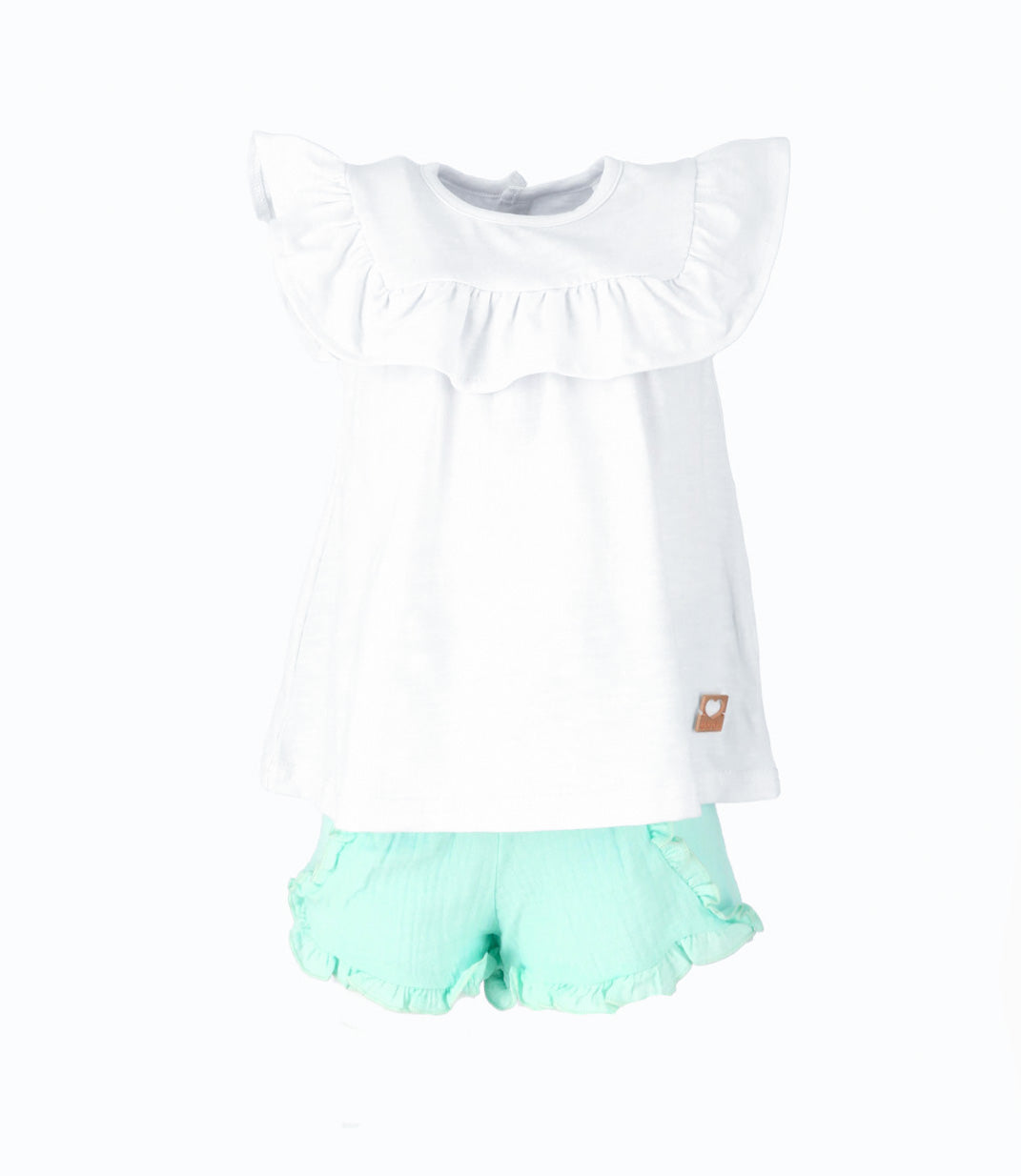 Conjunto bebé niña con vuelos 6 meses / Blanco