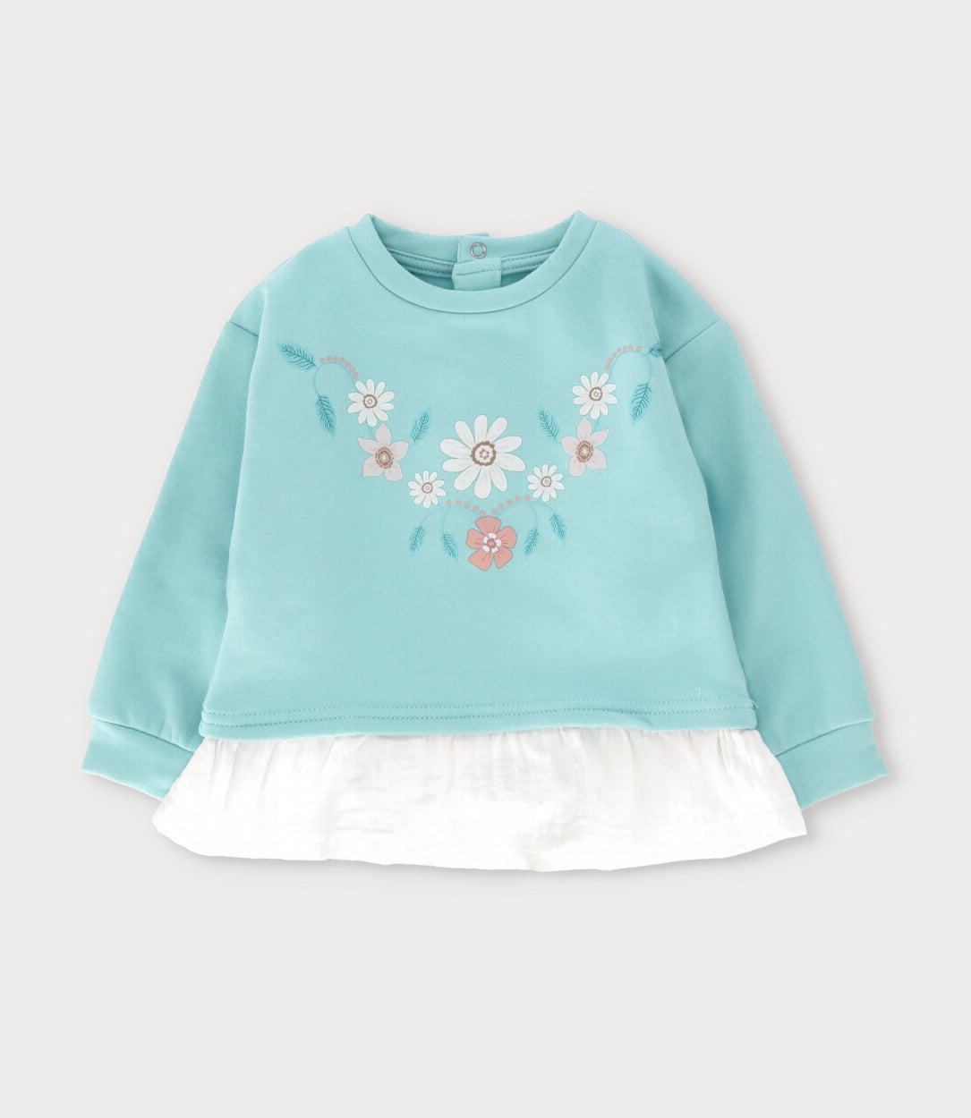Conjunto bebé niña con flores 6 meses / Menta