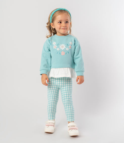 Conjunto bebé niña con flores 6 meses / Menta