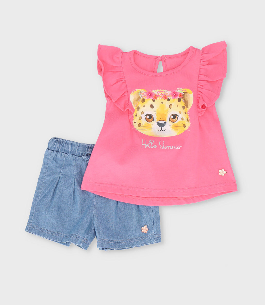 Conjunto bebé niña con vuelos 6 meses / Rosado