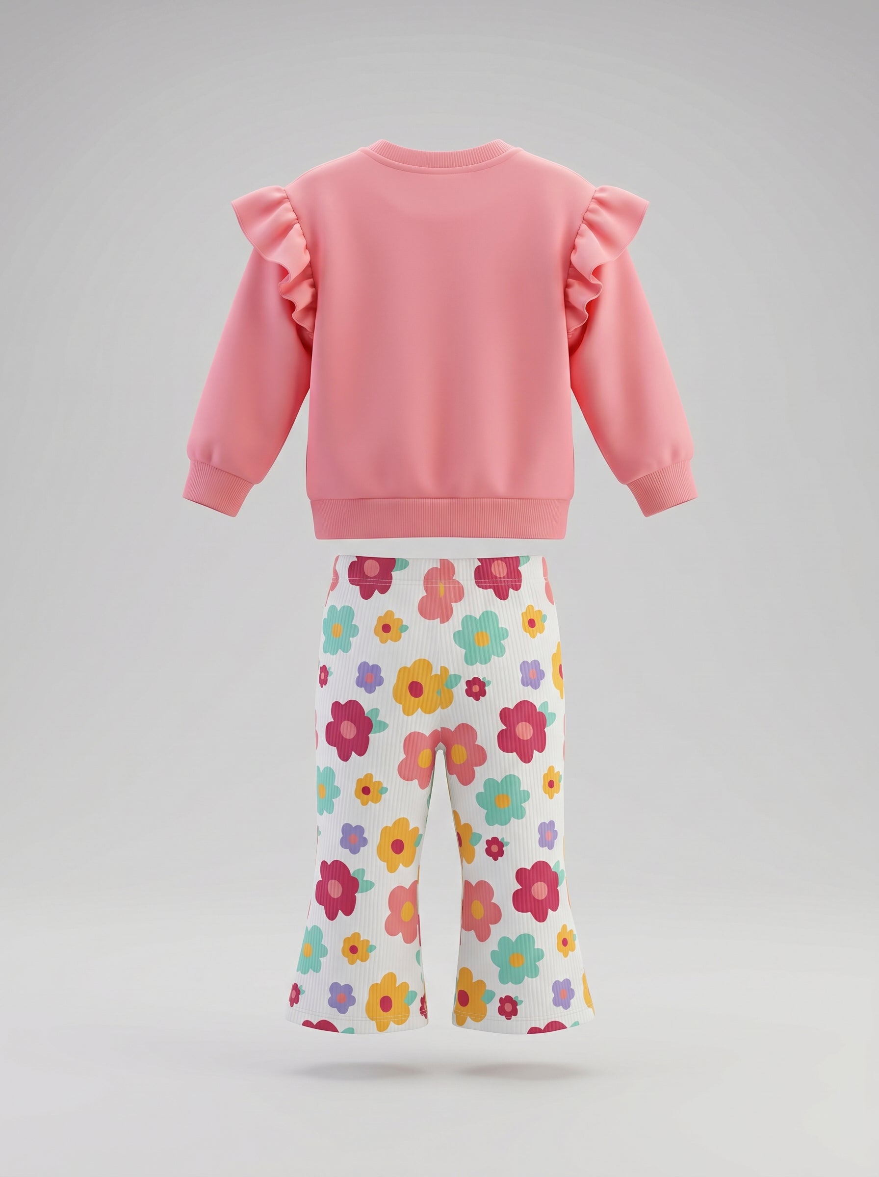 Conjunto bebé niña floreado con vuelos 6 meses / Coral