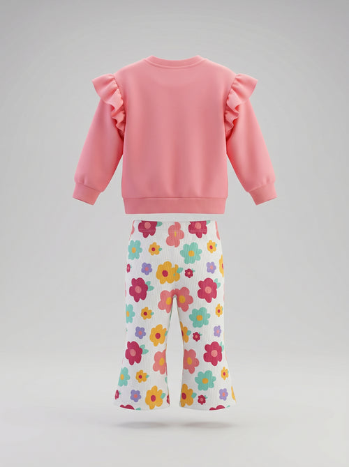 Conjunto bebé niña floreado con vuelos 6 meses / Coral