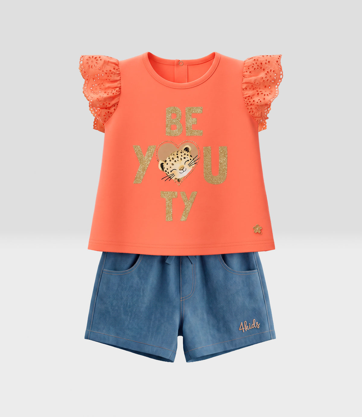 Conjunto bebé niña con vuelos 6 meses / Coral