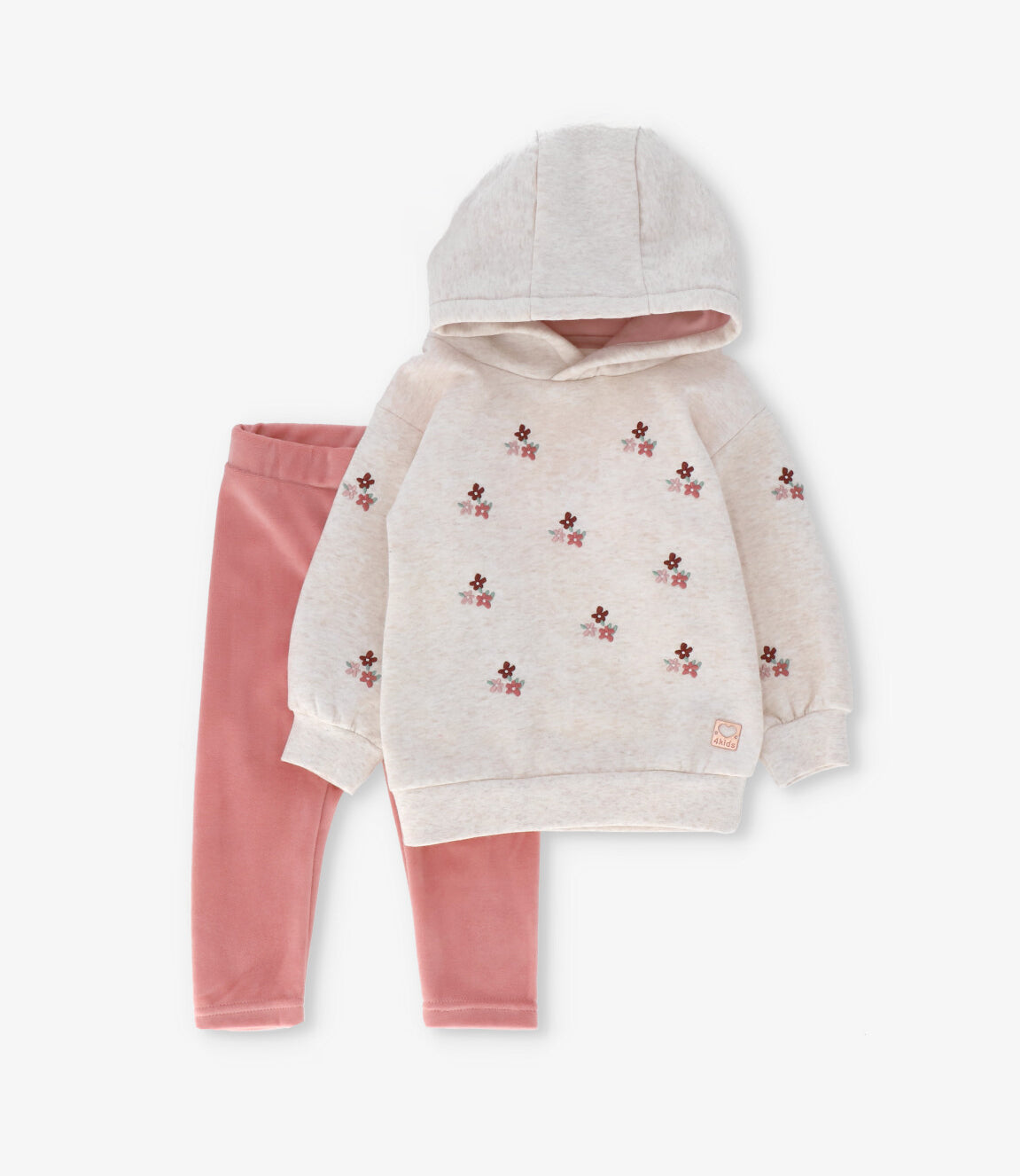 Conjunto bebé niña con flores 6 meses / Beige