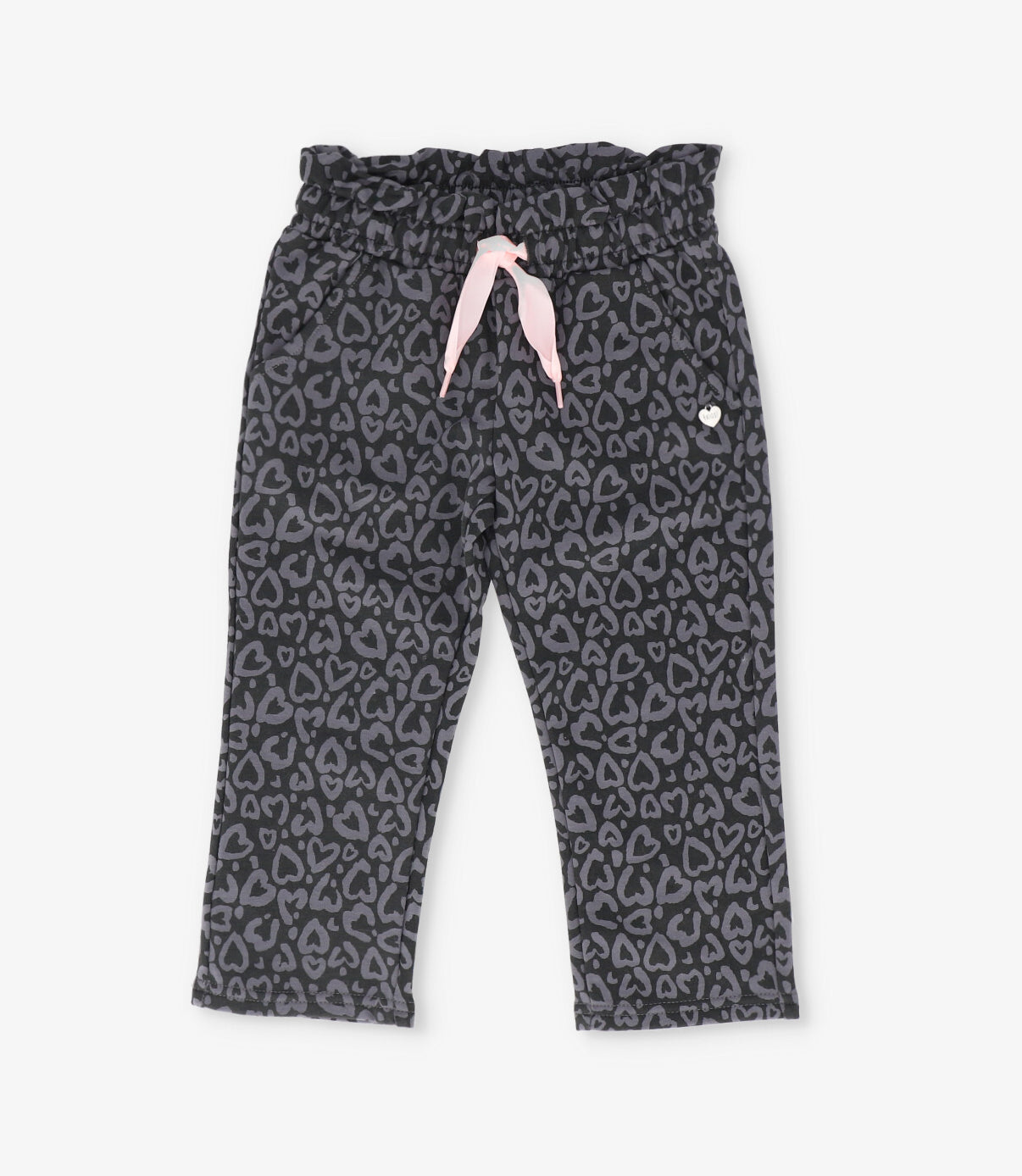 Pantalón de buzo bebé niña corazones 6 meses / Gris