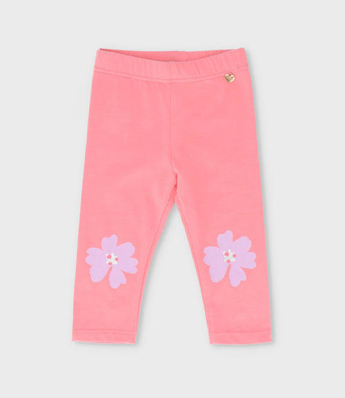 Calza bebé niña con flores 6 meses / Coral