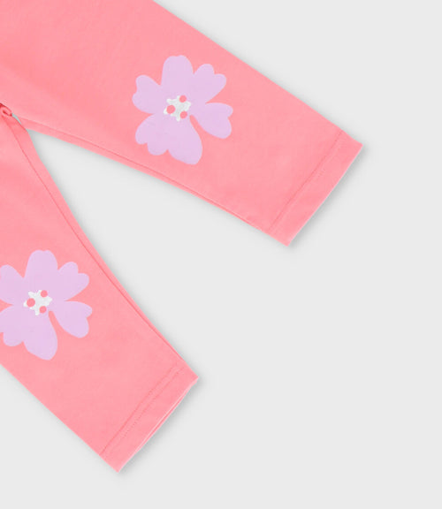 Calza bebé niña con flores 6 meses / Coral