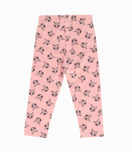 Calza bebé niña con gatos 6 meses / Rosado