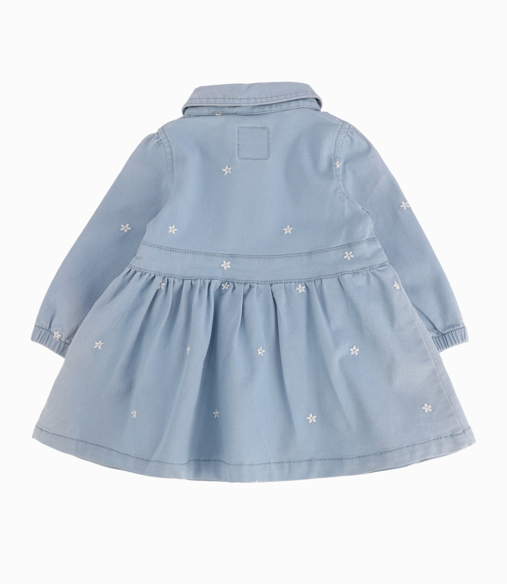 Vestido Recién Nacida Flores Bordadas Denim Celeste 0 meses / Denim Celeste
