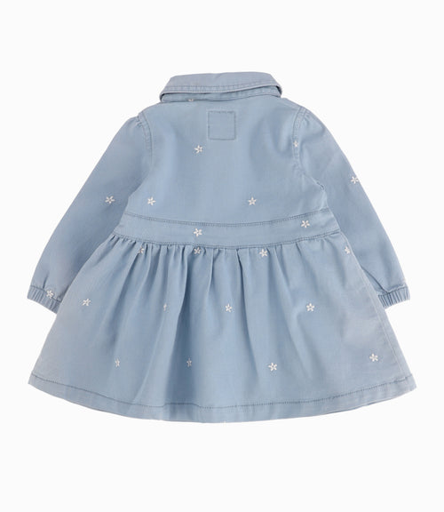 Vestido Recién Nacida Flores Bordadas Denim Celeste 0 meses / Denim Celeste