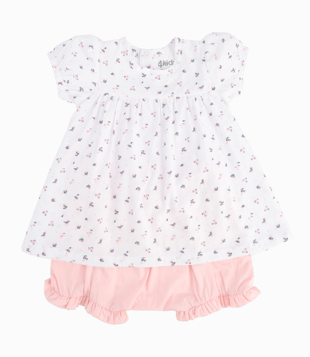Vestido Recién Nacida Flores Blanco