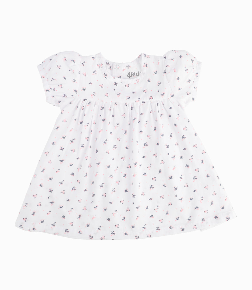 Vestido Recién Nacida Flores Blanco