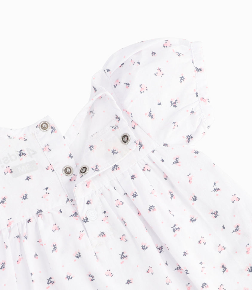 Vestido Recién Nacida Flores Blanco