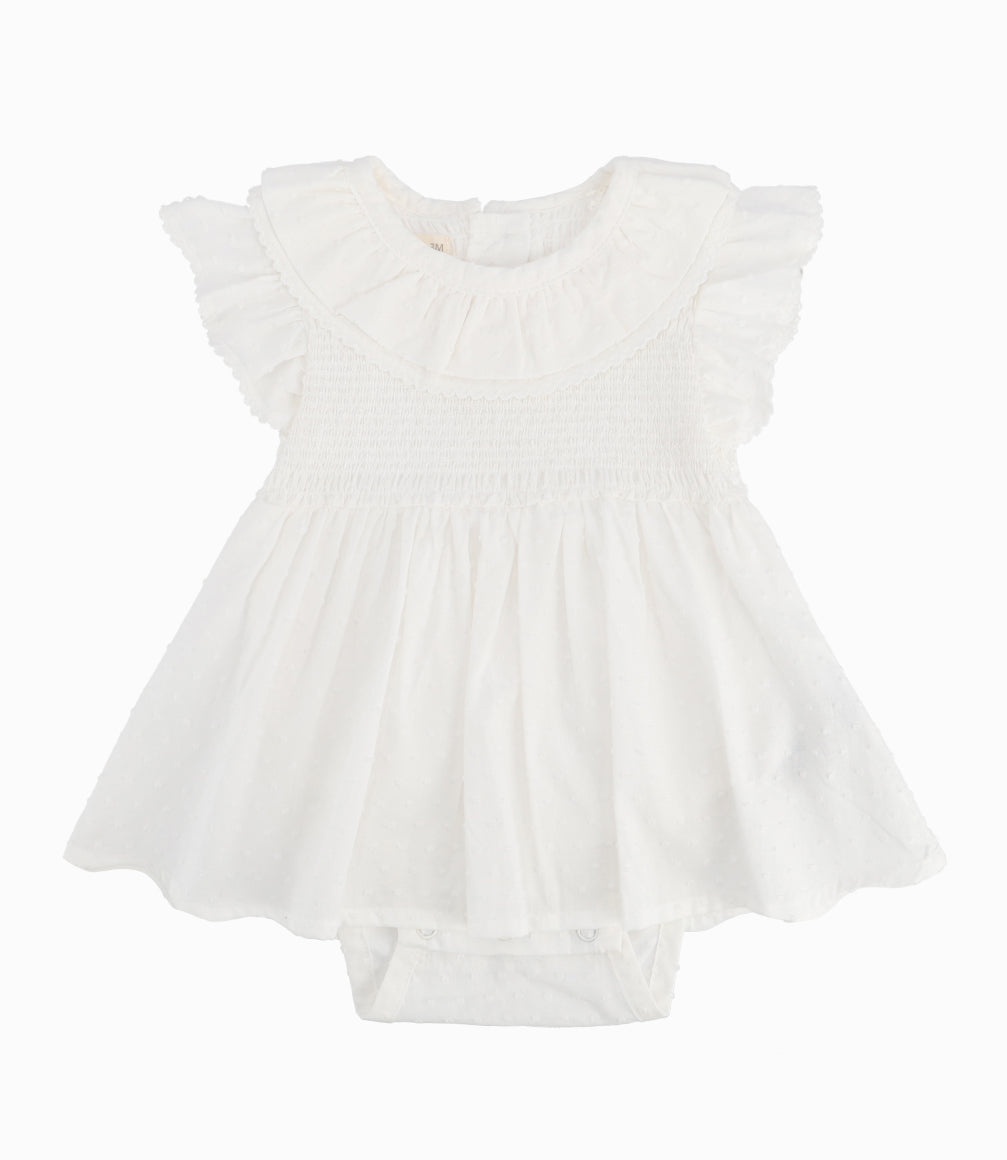 Vestido Recién Nacida Con Vuelos Blanco 0 meses / Blanco