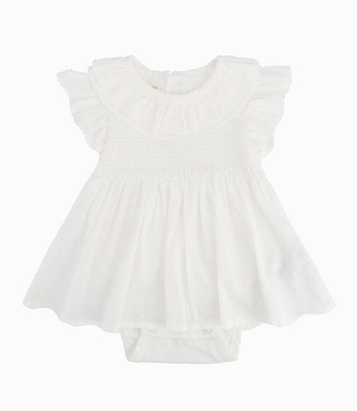Vestido Recién Nacida Con Vuelos Blanco 0 meses / Blanco