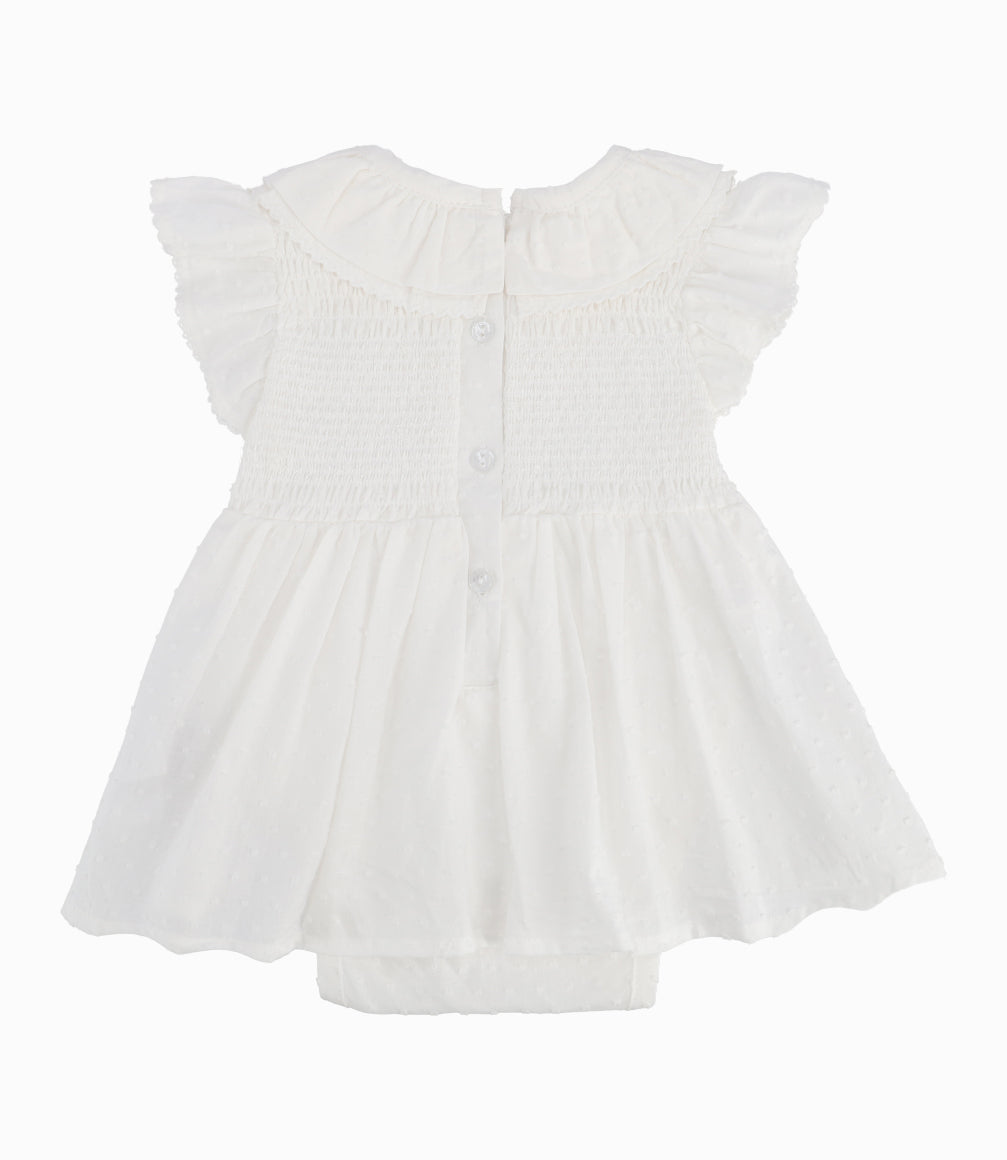 Vestido Recién Nacida Con Vuelos Blanco 0 meses / Blanco