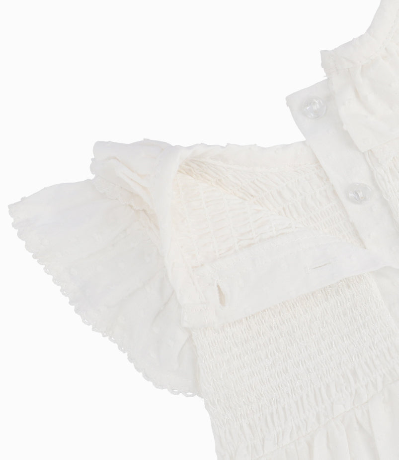 Vestido Recién Nacida Con Vuelos Blanco 0 meses / Blanco