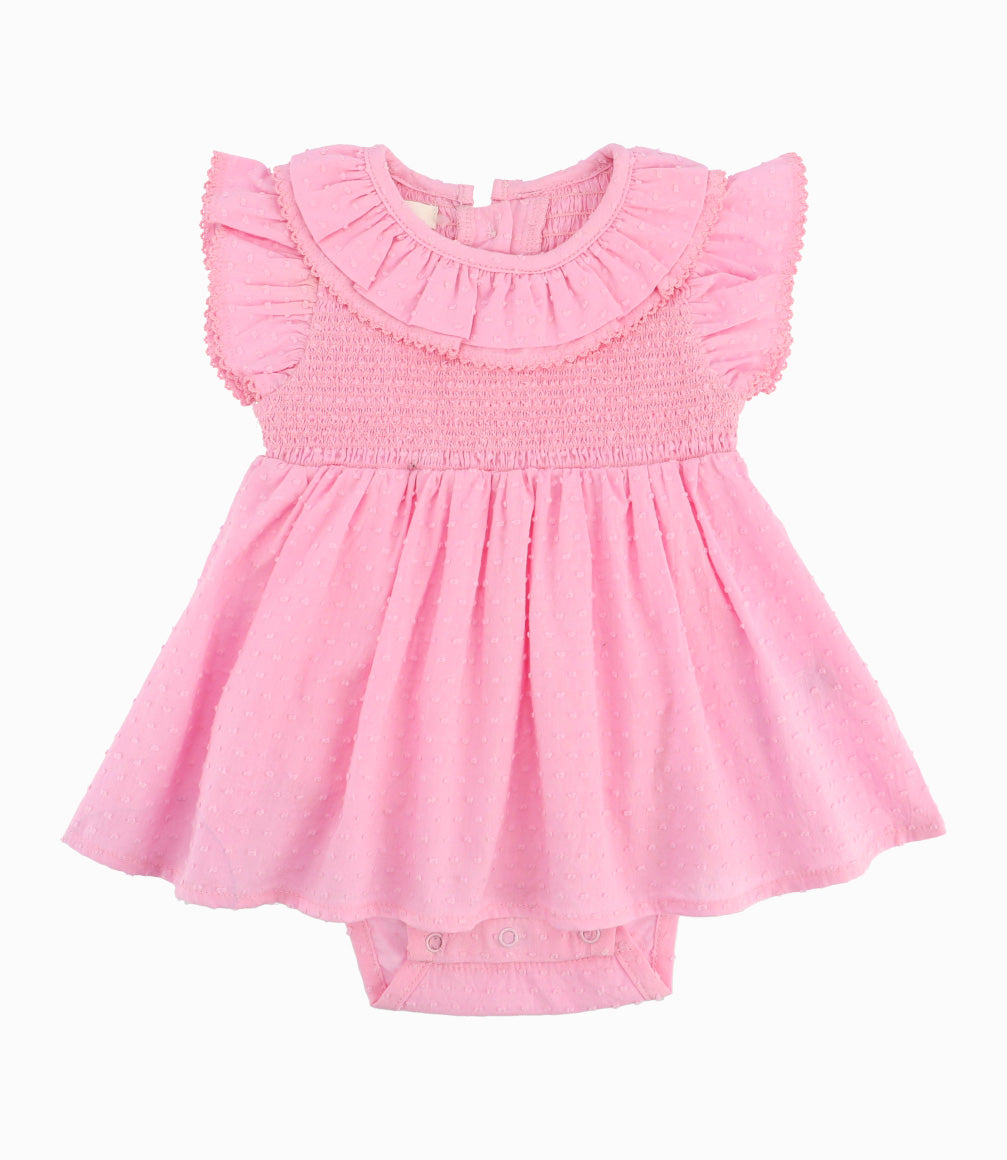 Vestido Recién Nacida Con Vuelos Rosado 0 meses / Rosado