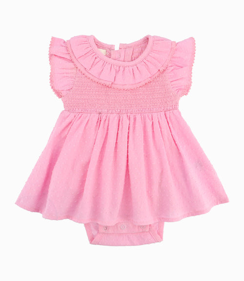 Vestido Recién Nacida Con Vuelos Rosado 0 meses / Rosado